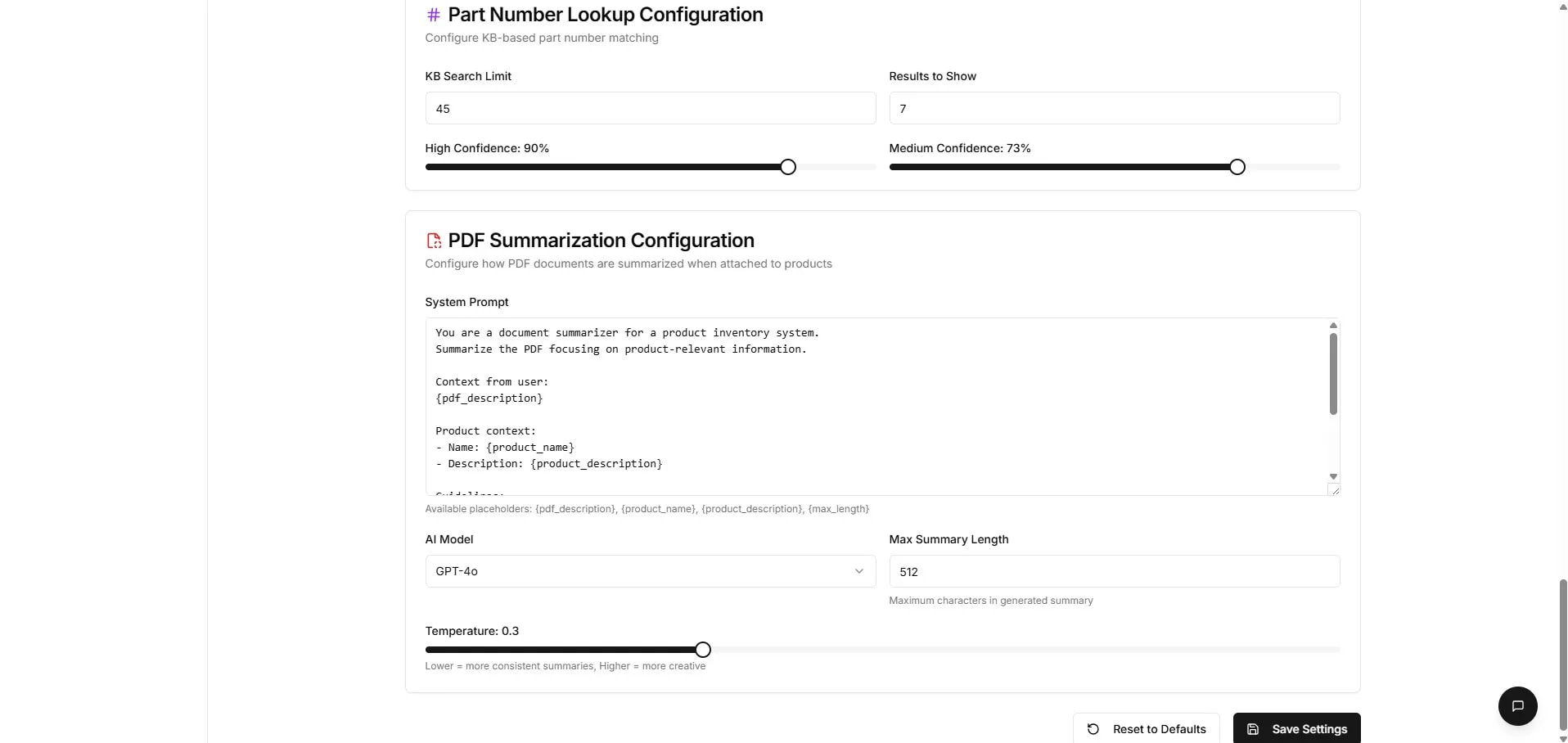 Knowledge Base — advanced configuration.