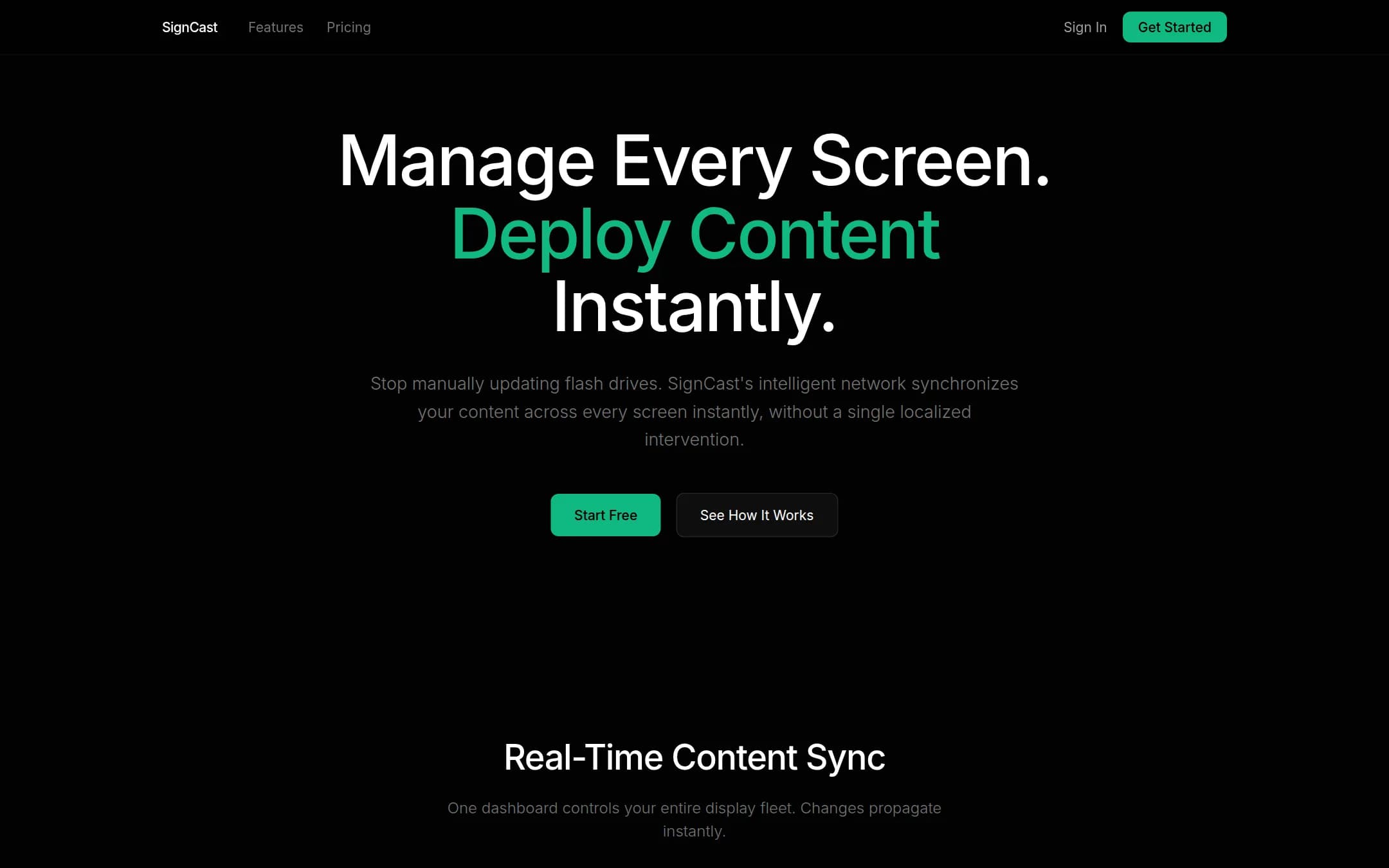 SignCast — Global display orchestration — synchronize content across every screen instantly, no flash drives, no localized intervention