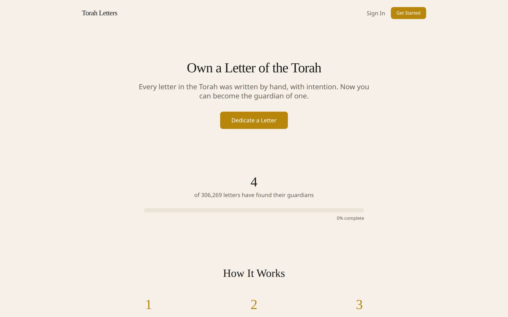 Torah Letters — Own a letter of the Torah — dedication platform with live progress tracking